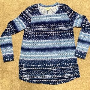 Blue print long sleeved tee